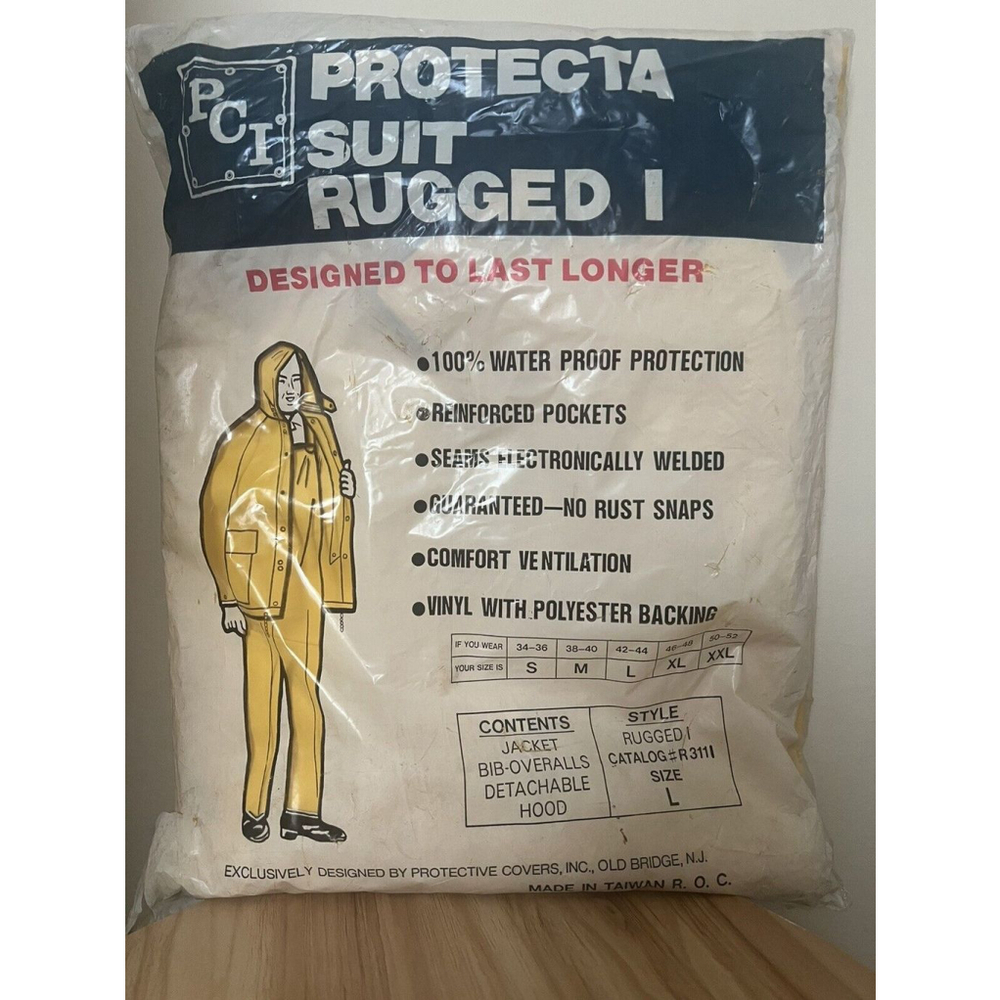 PCI Protecta Suit Rugged I Rain Jacket Bib Overalls Detachable Hood R3111 Large